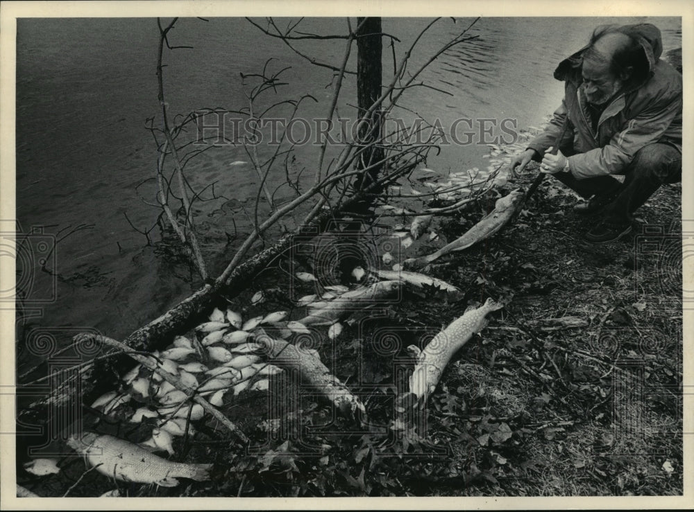 1986 Press Photo Jay Reed, Outdoor Writer at Long Lake - Historic Images