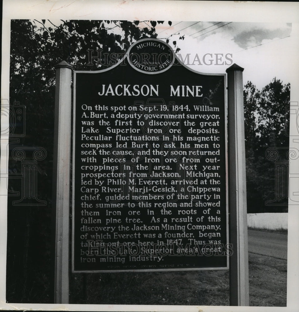 1963 Press Photo Plaque at Jackson Mine in Michigan- Historic Images