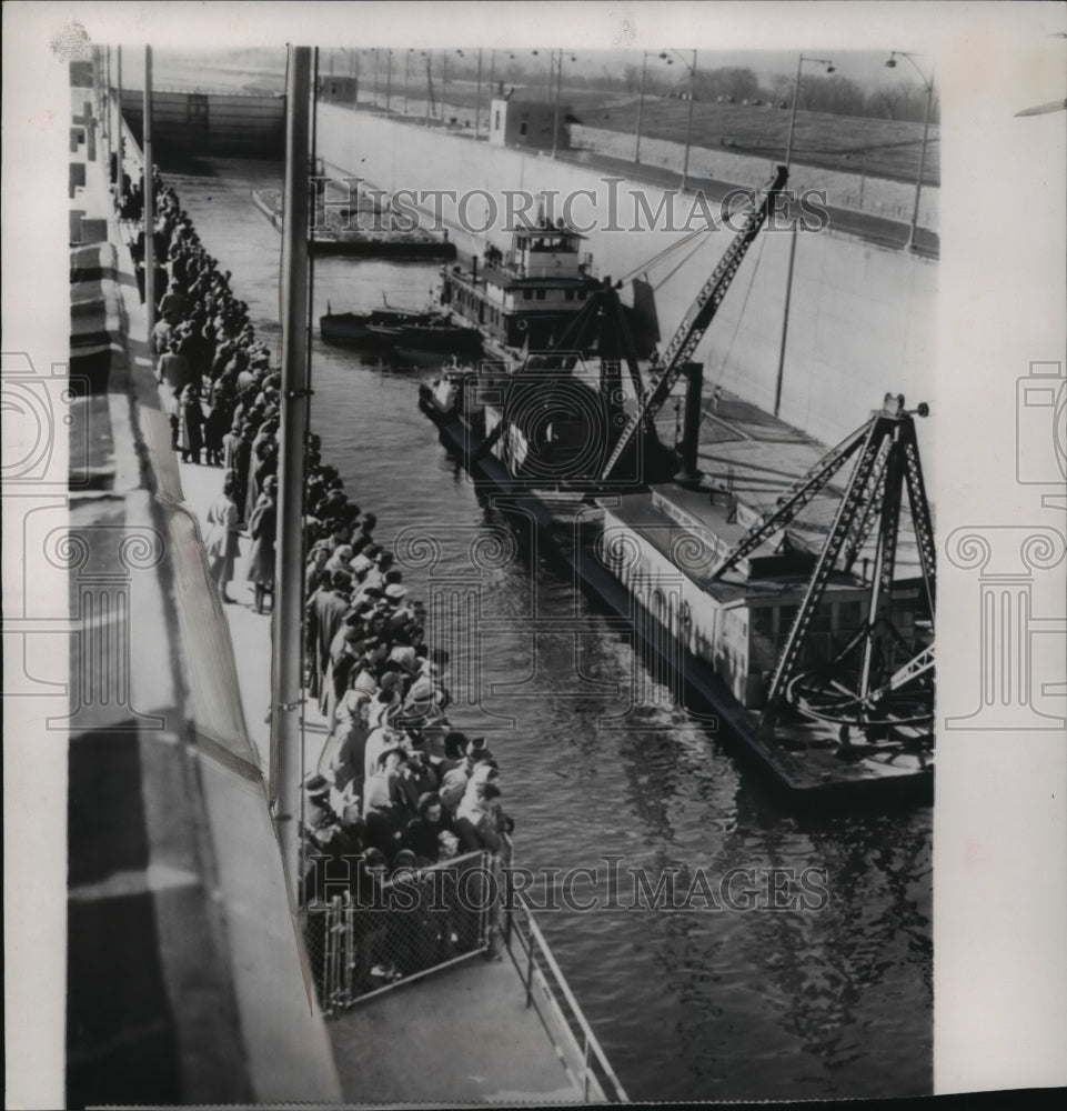 1953 Press Photo Towboats On Chain Of Rocks Canal On Mississippi River St.Louis- Historic Images