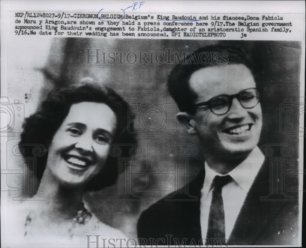 1960 Press Photo Belgium&#39;s King Baudouin; Fiancee Dona Fabiola de Mora y Aragon- Historic Images