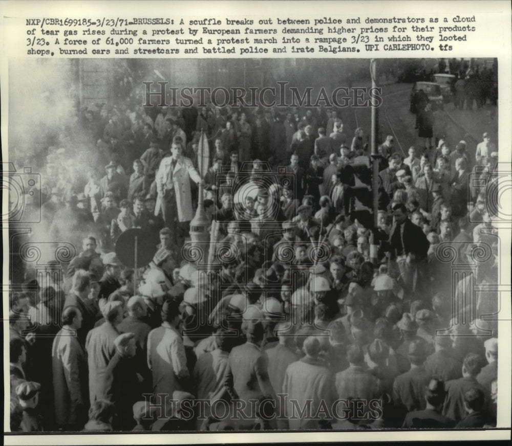 1971 Press Photo European Farmers Protest, Brussels, Belgium - mja57187- Historic Images