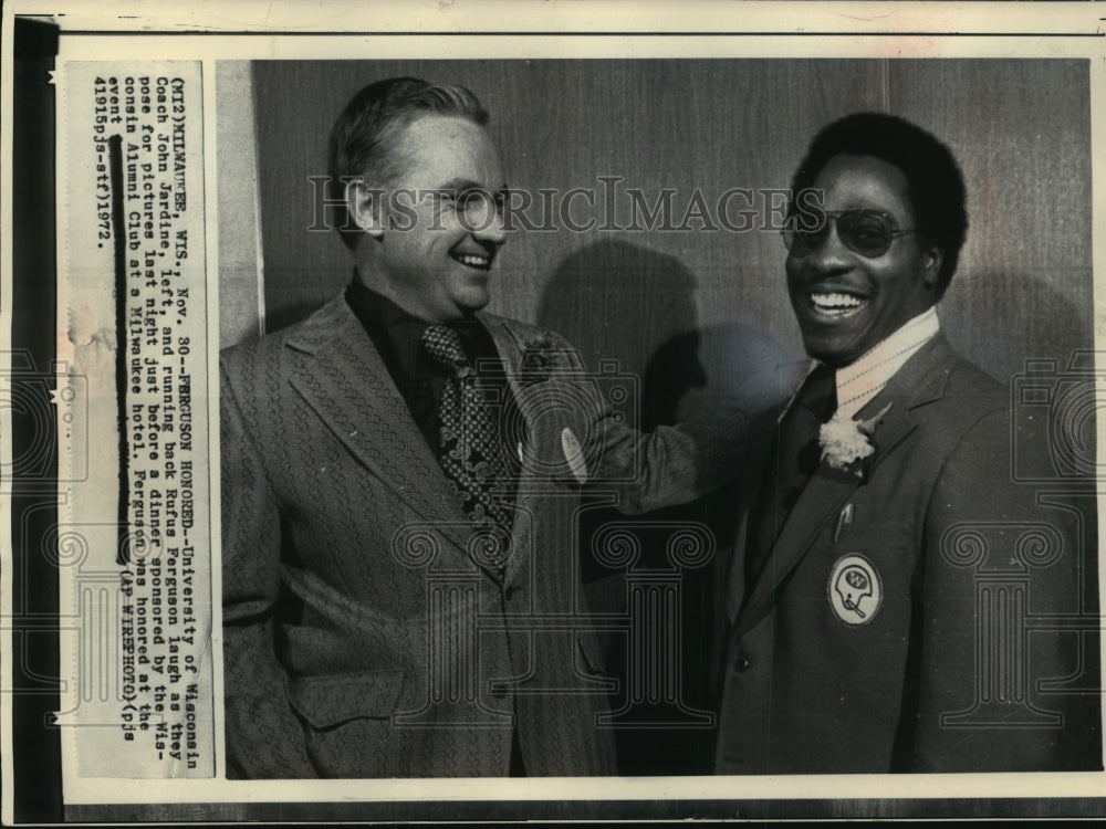 1972 Press Photo Wis. Uni., coach Jardine and running back Rufus Ferguson in Mil- Historic Images