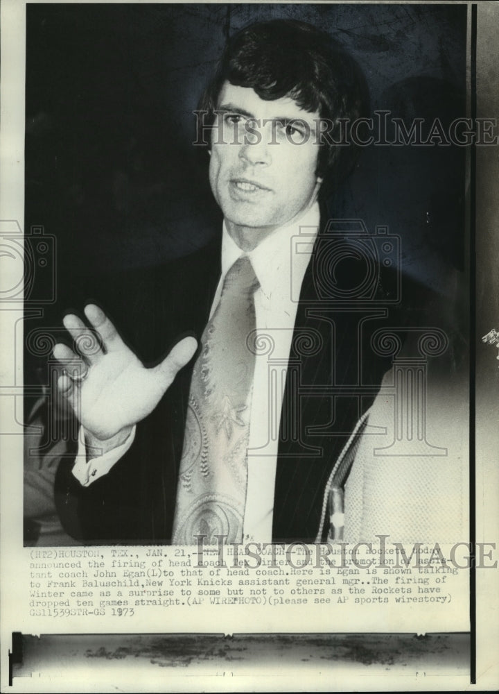 1973 Press Photo Houston Rockets Head Coach John Egan- Historic Images