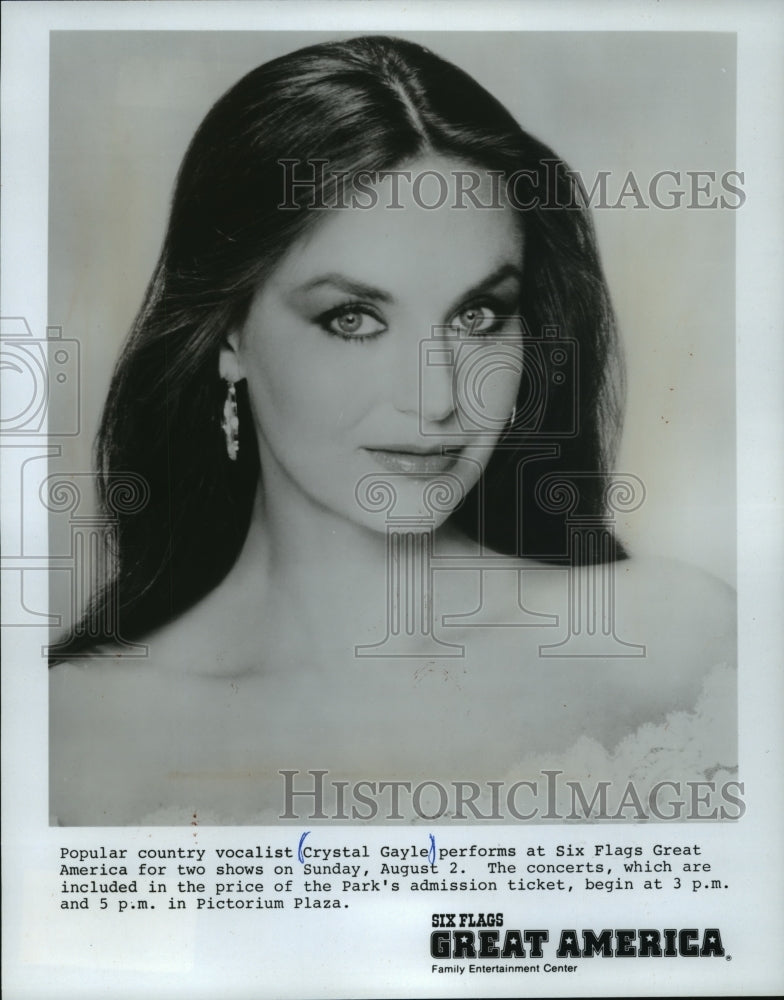 1988 Press Photo Country Singer Crystal Gayle Headshot- Historic Images