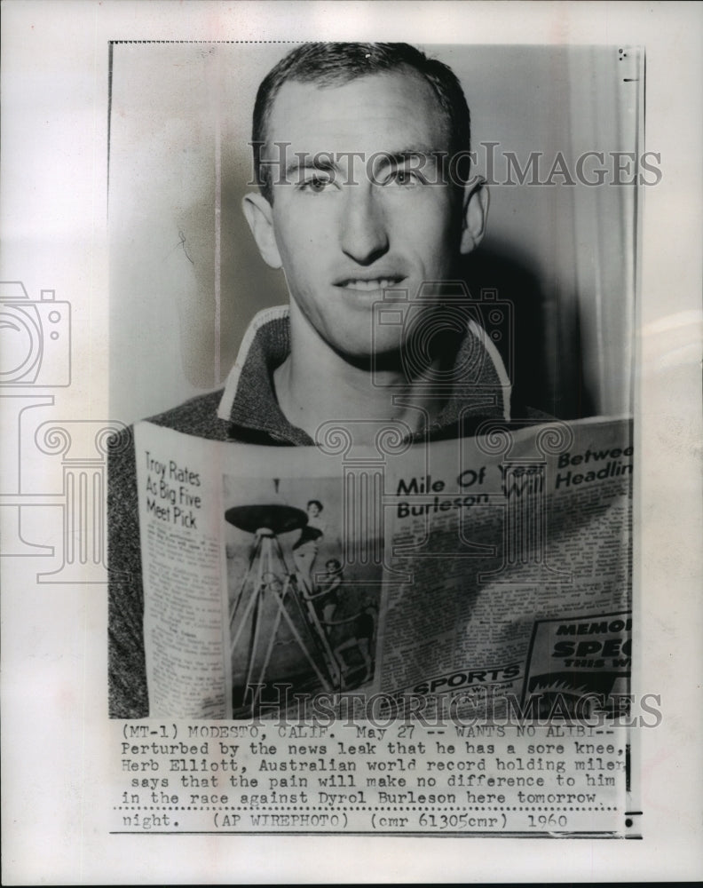 1960 Press Photo Herb Elliot, Australia's World Champion Miler - mja58685- Historic Images