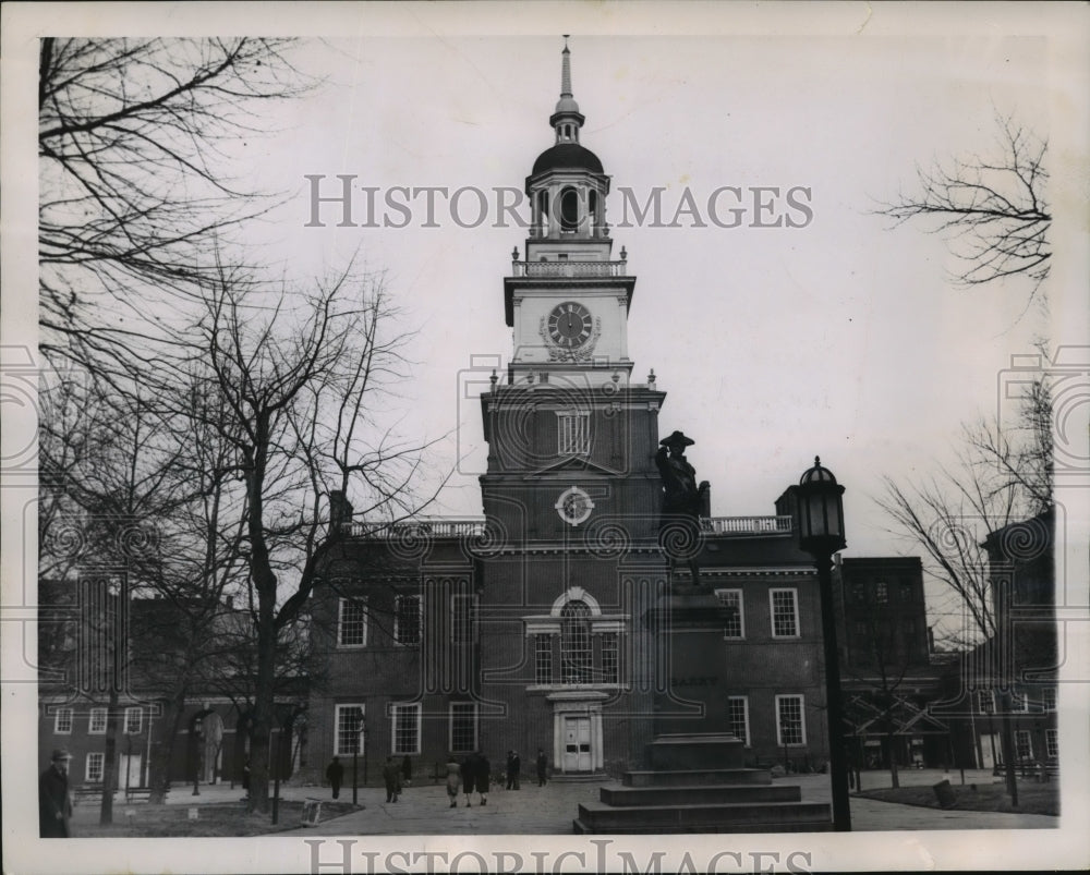 1951 Press Photo Independence Hall in Philly, Pa., Nation's Newest National Park- Historic Images