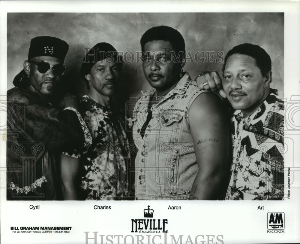 1992 Press Photo Musicians, The Neville Brothers, Cyril, Charles, Aaron and Art- Historic Images