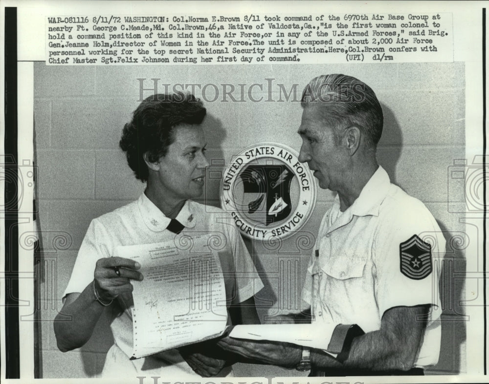 1972 Press Photo Colonel Norma E. Brown Took Command 6970th Air Base Group- Historic Images