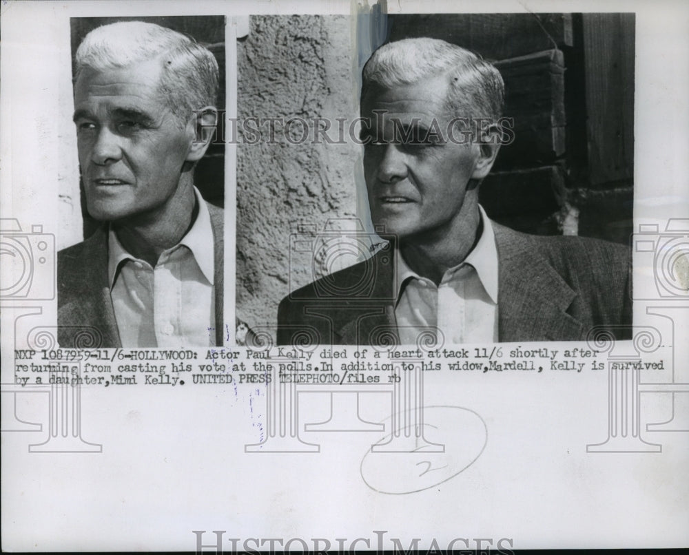 1956 Press Photo Veteran Actor from the early 1920's, Paul Kelly - mja59589- Historic Images