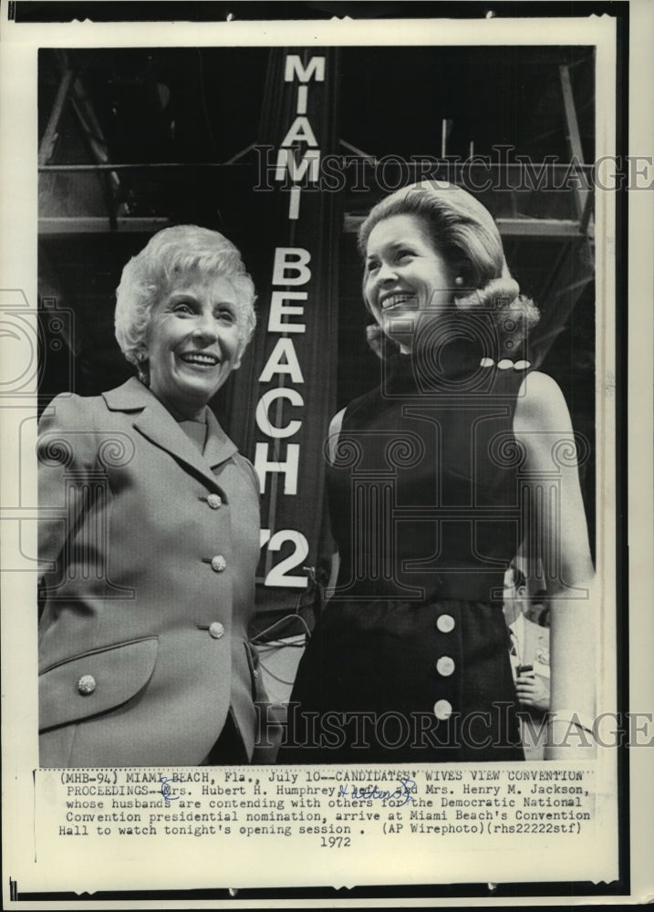 1972 Press Photo Candidates&#39; Wives Mrs. Hubert H. Humphrey and Henry M. Jackson- Historic Images