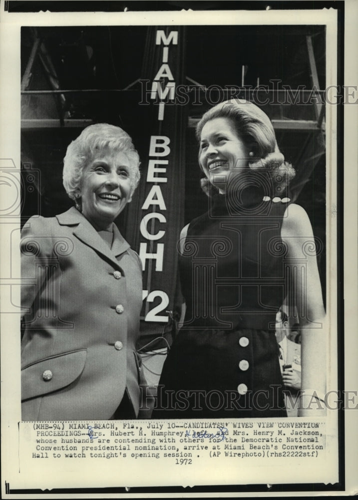 1972 Press Photo Candidates' Wives Mrs. Hubert H. Humphrey and Henry M. Jackson- Historic Images