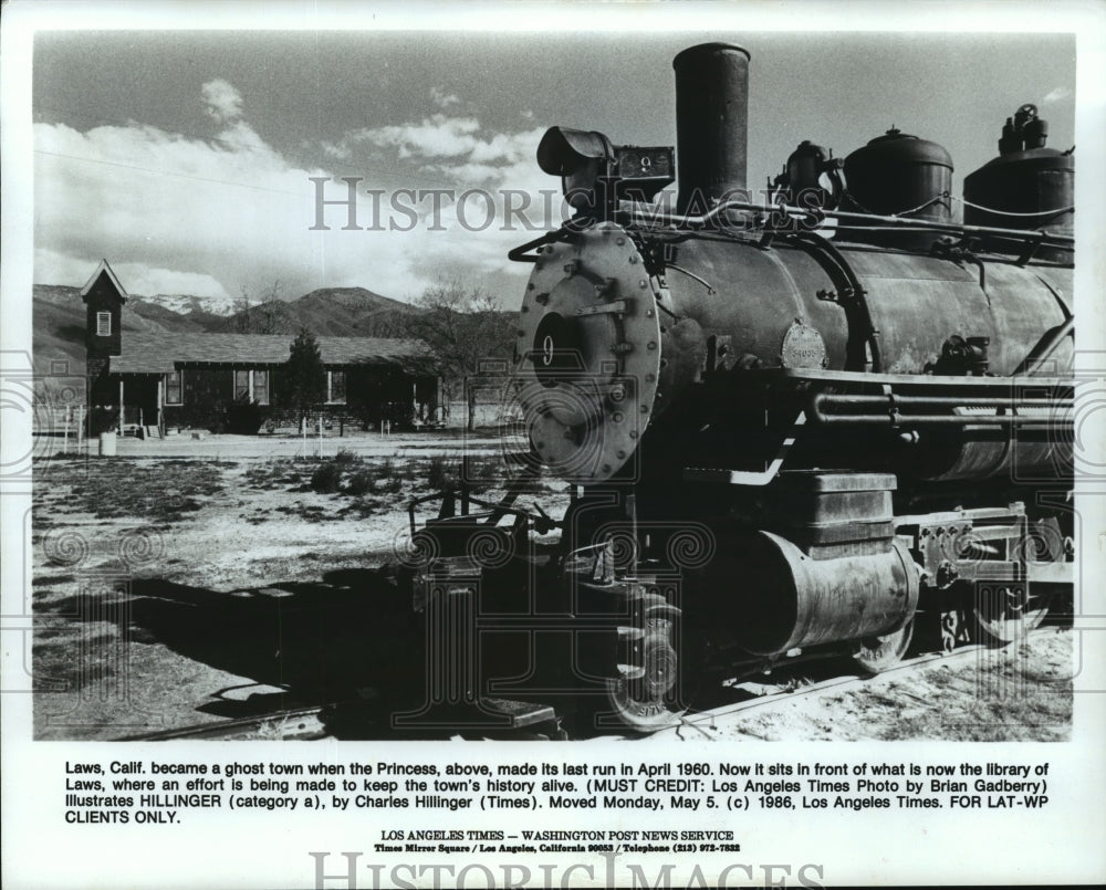 1986 Press Photo Ghost Town Laws, California After Last Run of&quot;Slim Princess&quot;- Historic Images