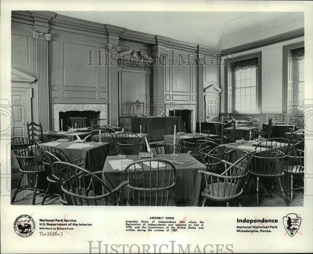 1976 Press Photo Assembly Room Inside Independence Hall in Philadelphia, PA- Historic Images