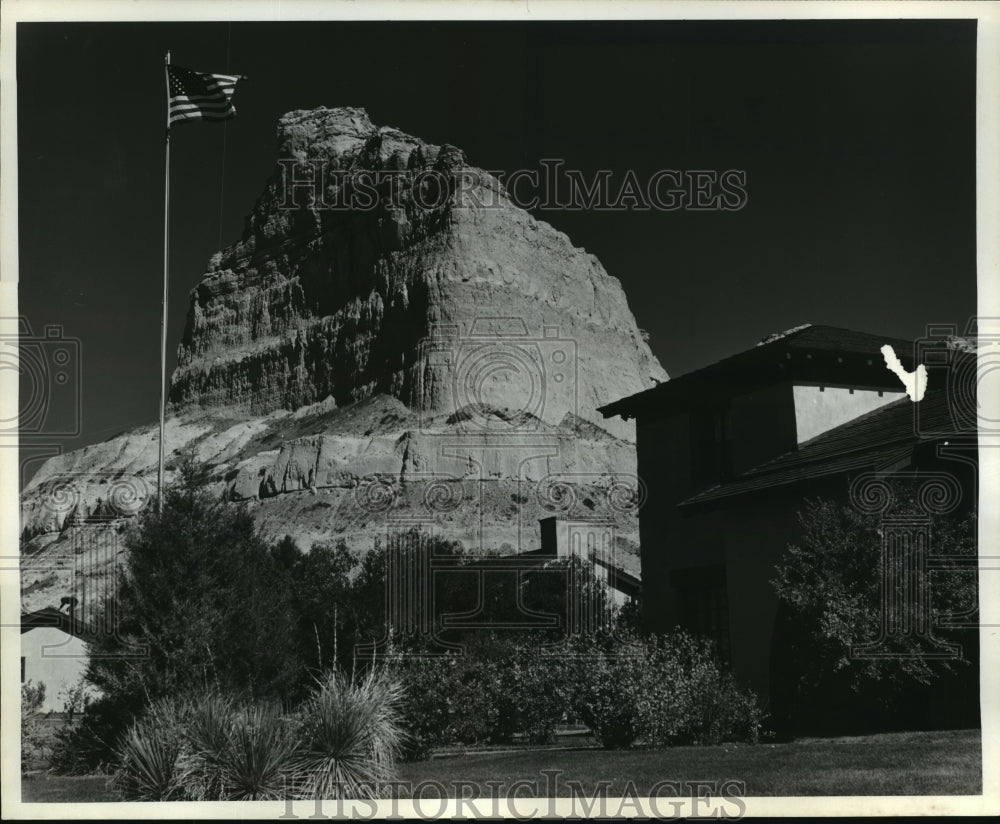 1987 Press Photo Historic Scotts Bluff National Monument on Oregon Trail- Historic Images