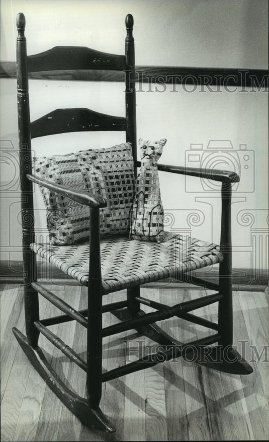 1962 Press Photo This is a slat-back rocker, this furniture dates back to 1800's- Historic Images