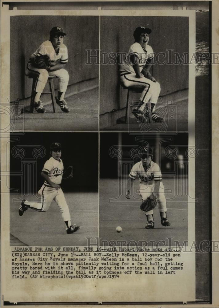 1974 Press Photo Kelly McKeen Royals Ball Boy- Historic Images