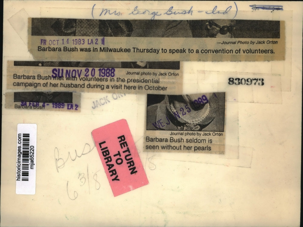 1983 Press Photo Mrs. George, Barbara Bush, of Indiana, in Milwaukee Thursday.