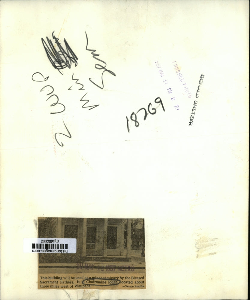 1957 Press Photo Chairmaine Lodge, Formerly A Minor Seminary in Waupaca