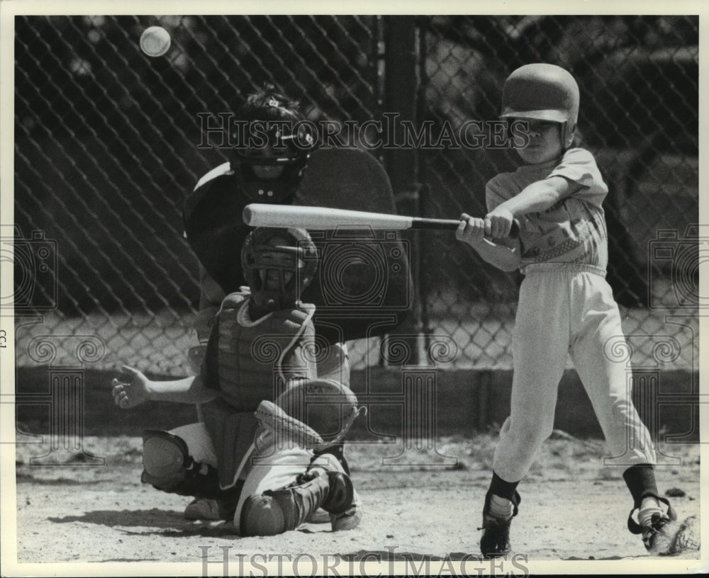 1983 Press Photo Children in Little League Baseball Game - mja65597- Historic Images