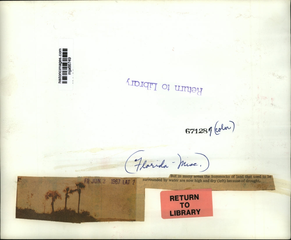 1967 Press Photo Previously Underwater Land Now Dry Due to Florida Drought