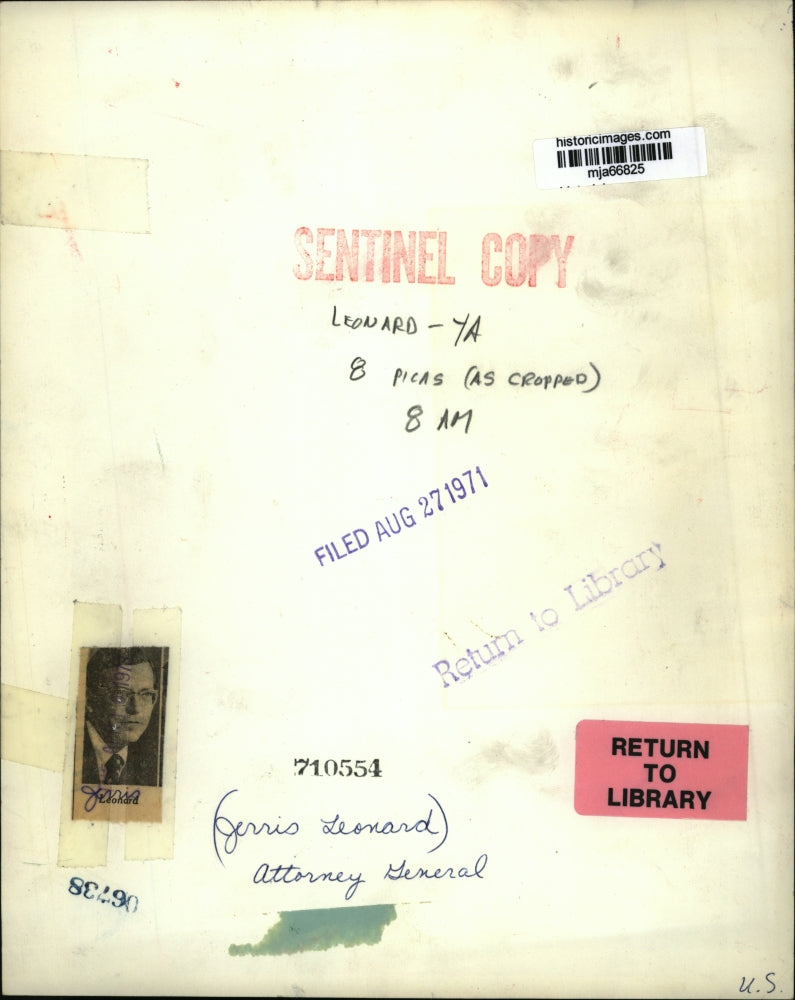 1971 Press Photo Attorney General Jerris Leonard - mja66825