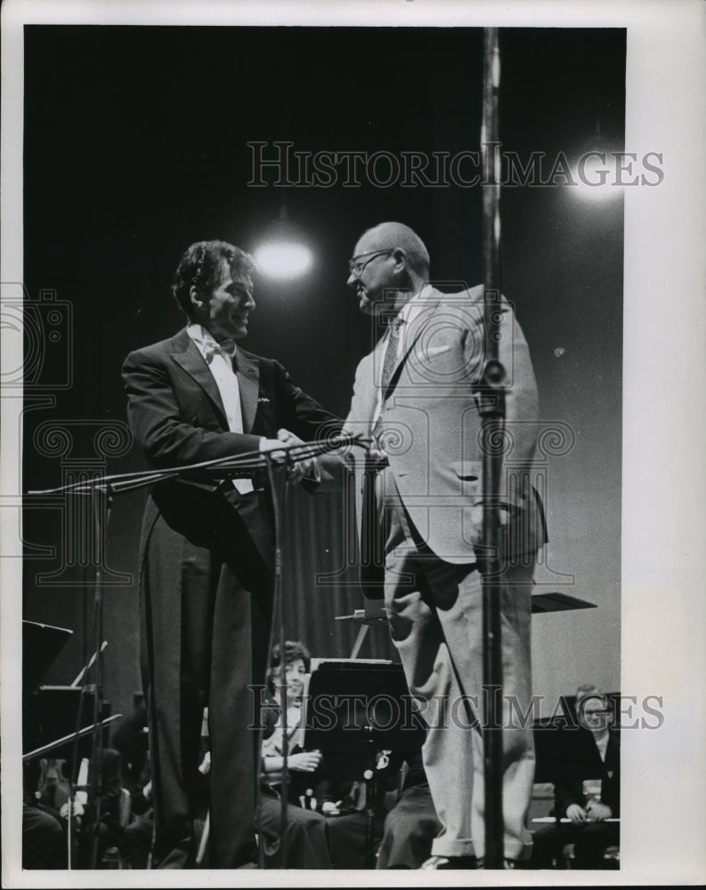 1966 Press Photo Harry John Brown, Conductor, received congratulations- Historic Images