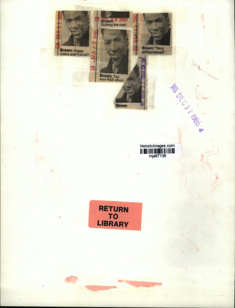 1986 Press Photo Bobby Brown - mja67136