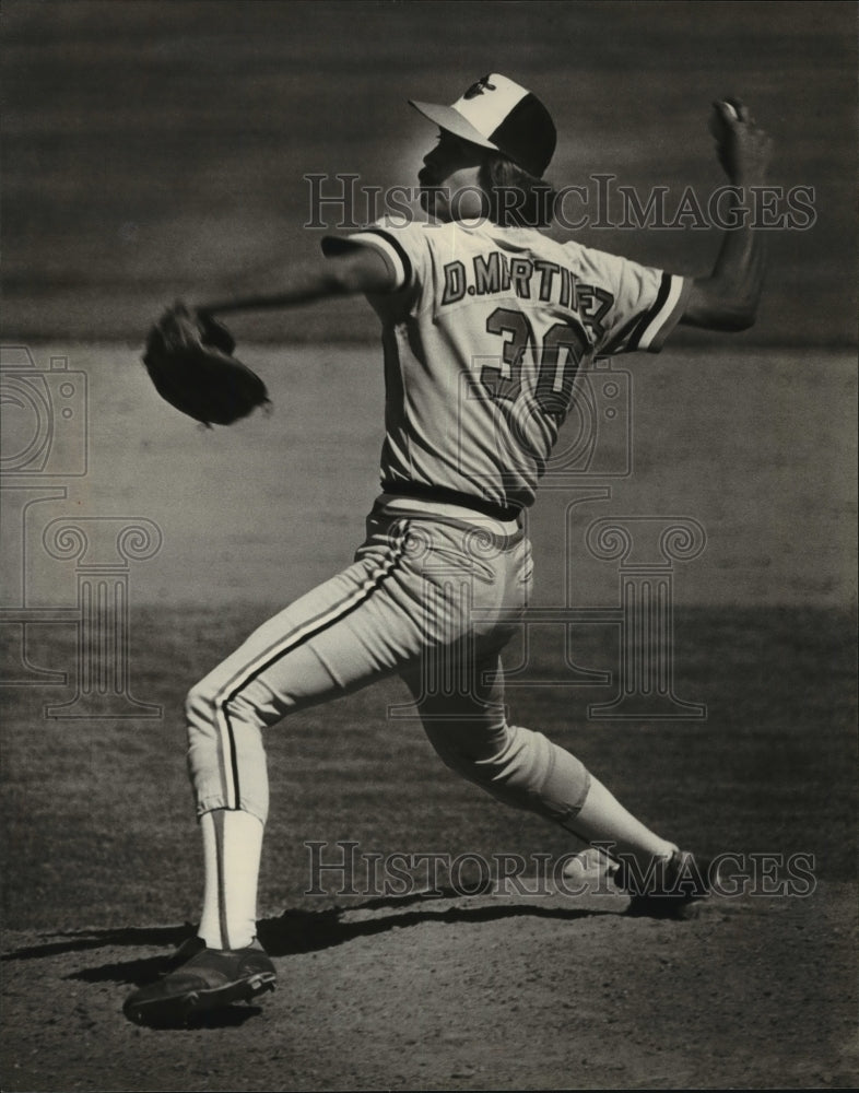 1980 Press Photo Dennis Martinez of the Baltimore Orioles Pitched Five Strikes- Historic Images