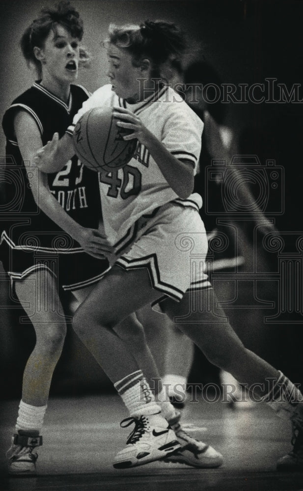 1990 Press Photo Basketball-Jenny Leichtfuss, Hartland Arrowheads - mja67632- Historic Images