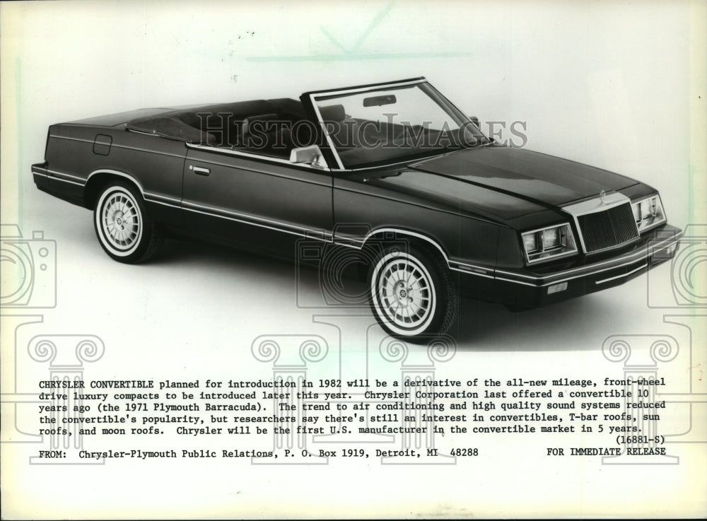 1981 Press Photo Chrysler LeBaron- Historic Images