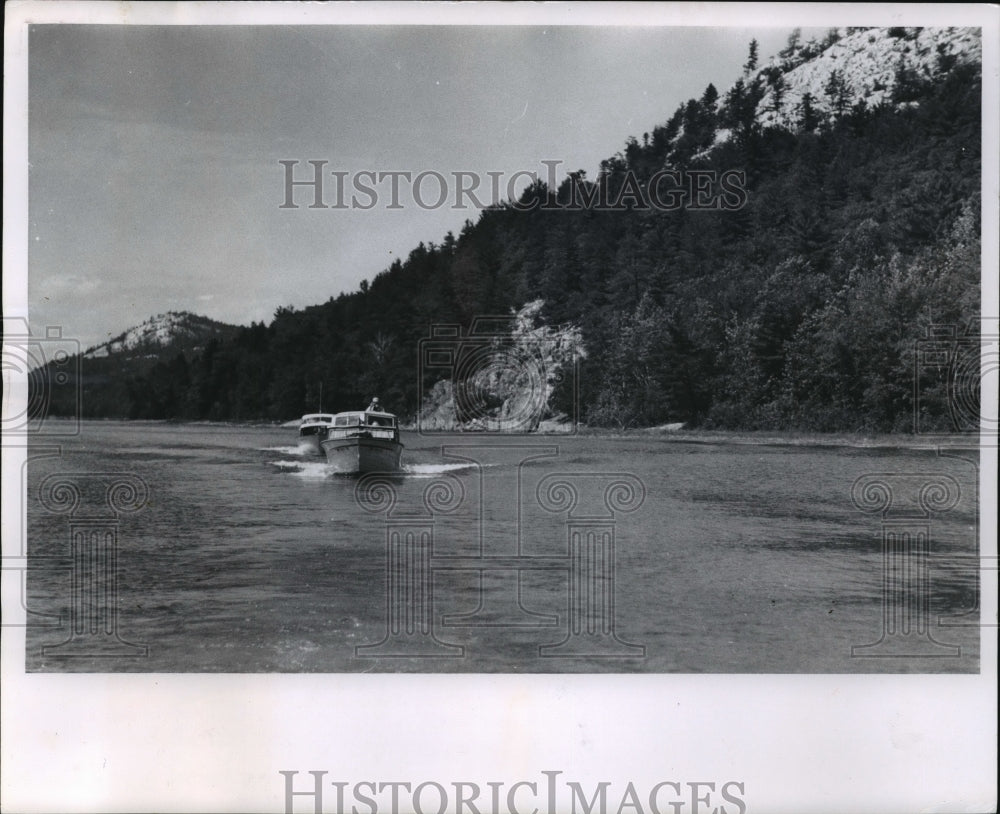 1964 Press Photo Yahting in Narrow Bay, North Channel, Ontario, Canada- Historic Images