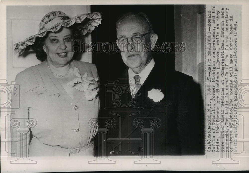 1949 Press Photo Howard Coffin and former Mrs. Thaddeus H. Brown wedding photo- Historic Images