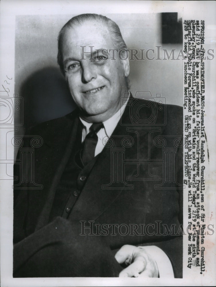 1958 Press Photo Sir Winston Churchill&#39;s son Randolph lambasted an interviewer- Historic Images