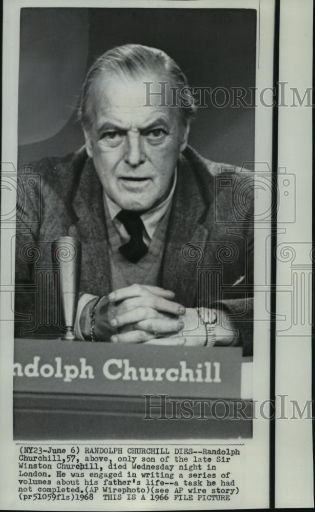 1966 Press Photo Randolph Churchill, only son of the late Sir Winston Churchill- Historic Images