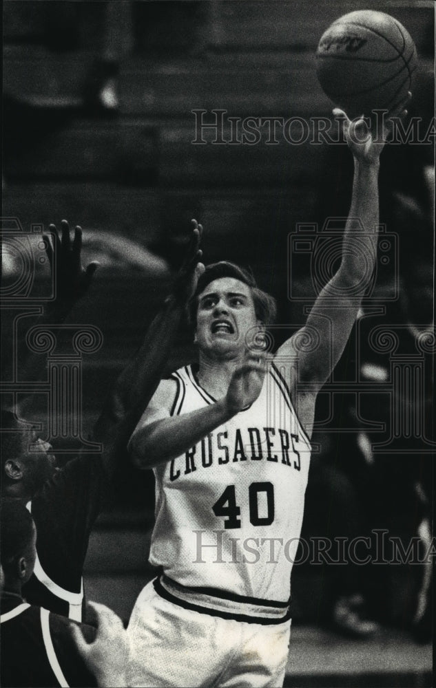 1990 Press Photo Chris Chudzik, Catholic Memorial High School Basketball- Historic Images