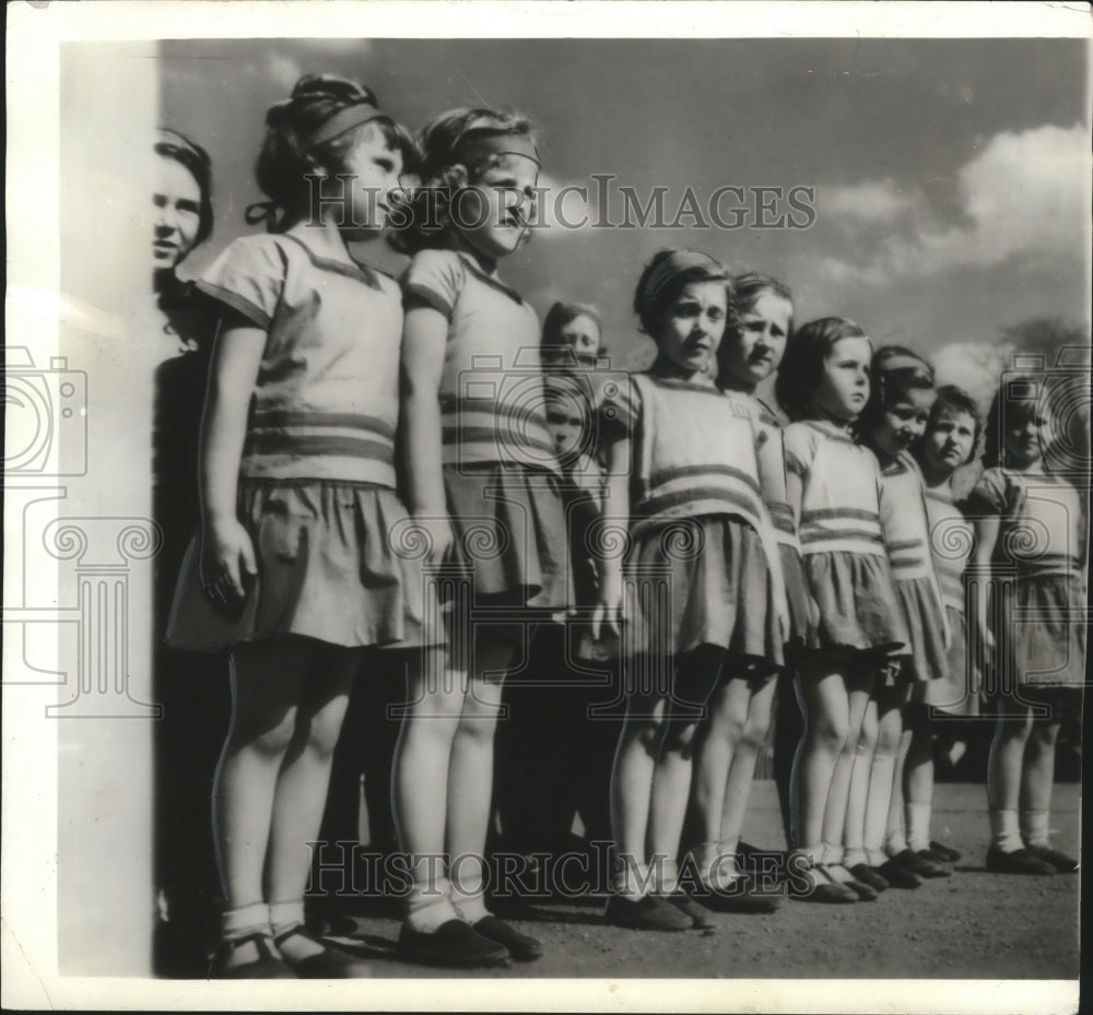 1938 Press Photo Young Czech Children Prepare for Sokol Slet, Prague - mja72079- Historic Images