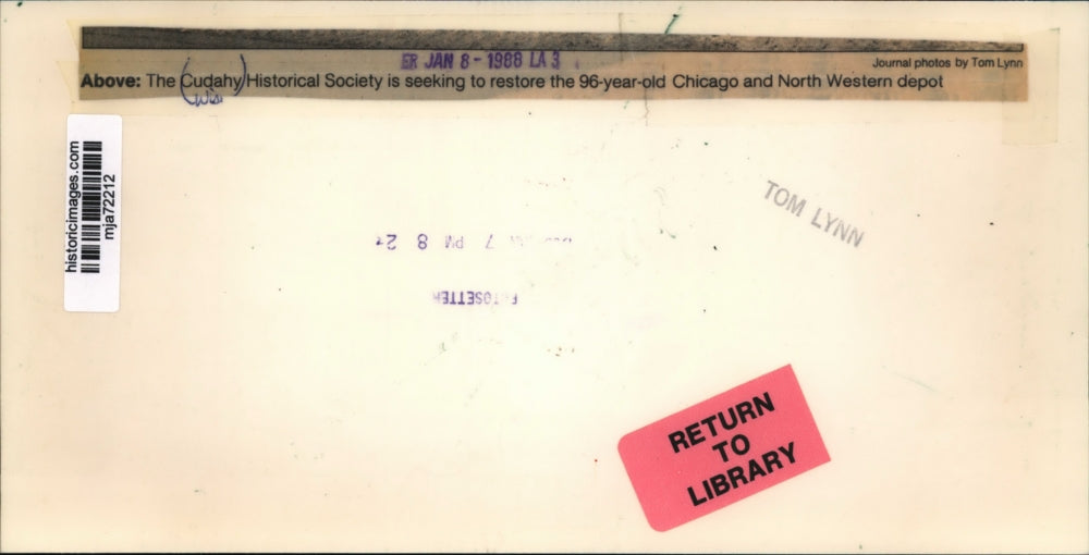 1988 Press Photo Chicago and North Western Depot, Cuday Historical Society