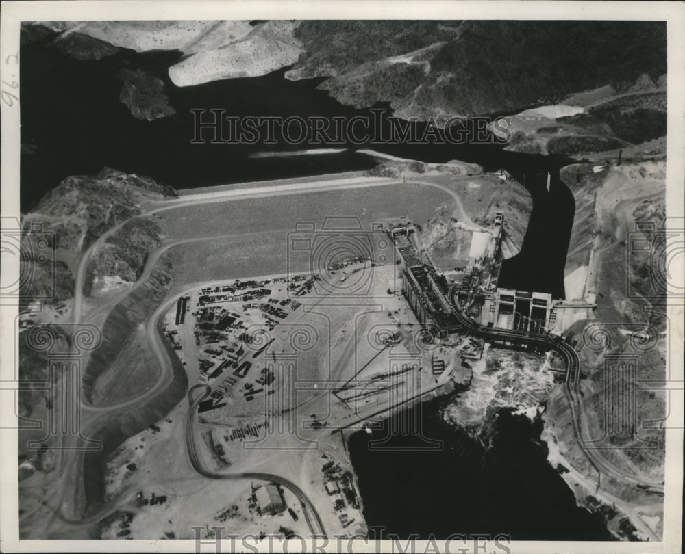 1950 Press Photo Davis Dam, Aerial View, Arizona and Nevada - mja72249- Historic Images