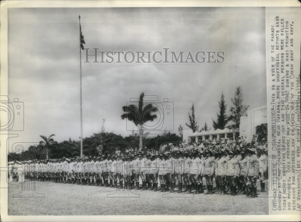 1946 Press Photo Promotion Ceremony at Camp Colombia Near Havana in Colombia- Historic Images