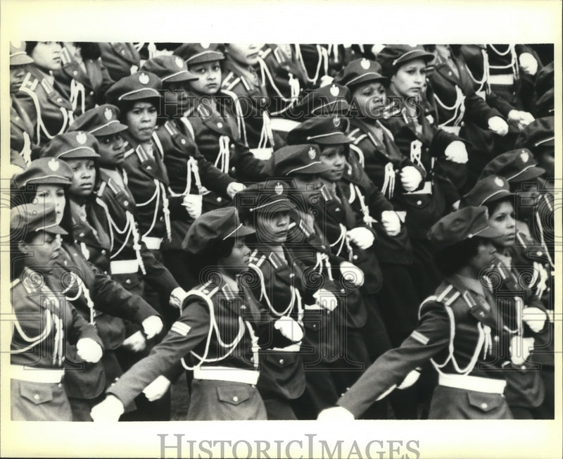 Load image into Gallery viewer, 1979 Press Photo Cuban Militia Women march in military parade in Havana
