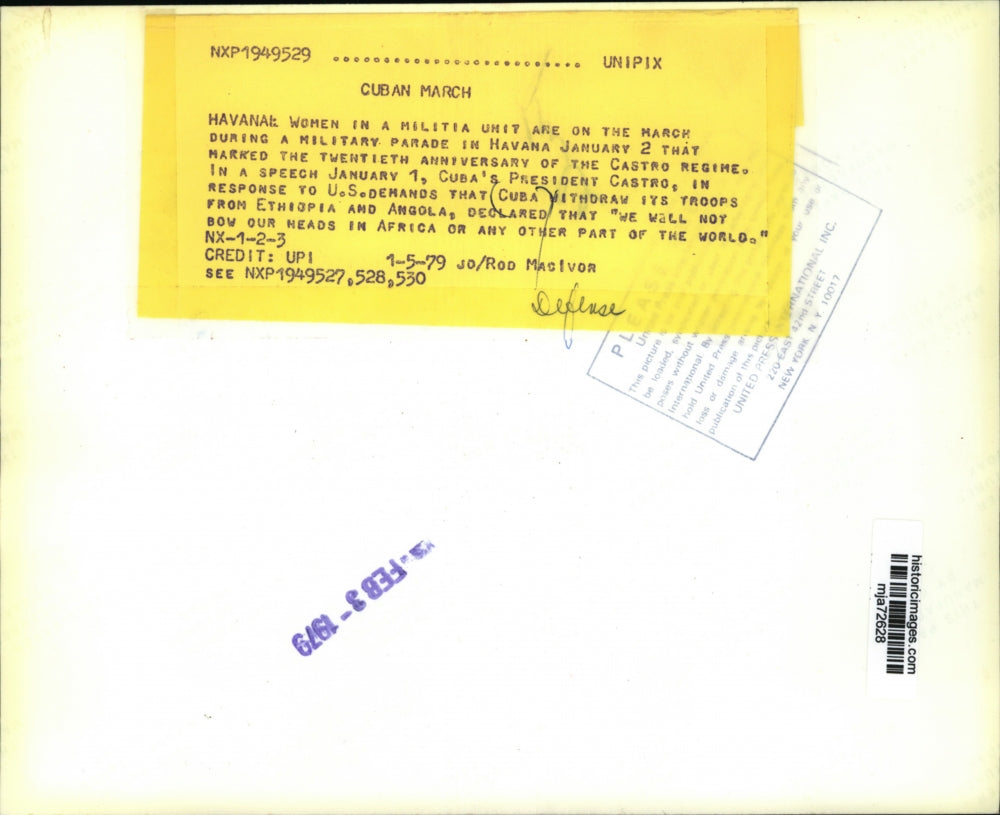 1979 Press Photo Cuban Militia Women march in military parade in Havana