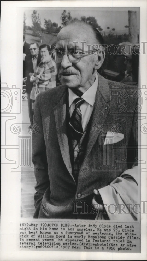 1966 Press Photo Actor Andy Clyde died last night in home in Los Angeles- Historic Images