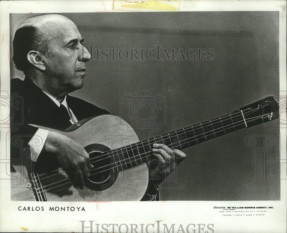 1966 Press Photo Virtuoso Guitarist Carlos Montoya- Historic Images