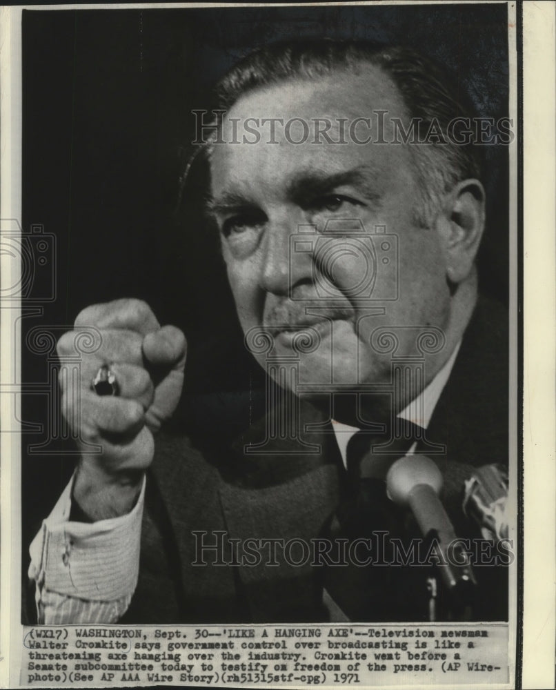 1971 Press Photo Television newsman Walter Cronkite - Historic Images