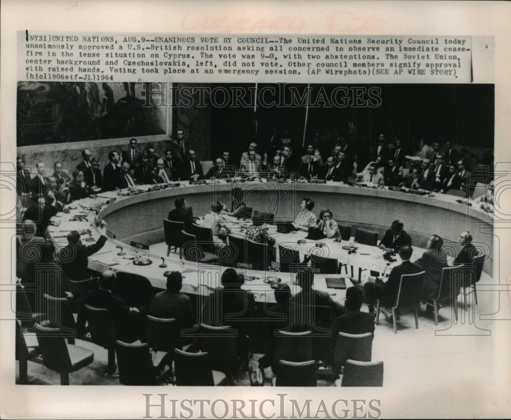 1964 Press Photo United Nations Security Council Voting For Cyprus Intervention- Historic Images