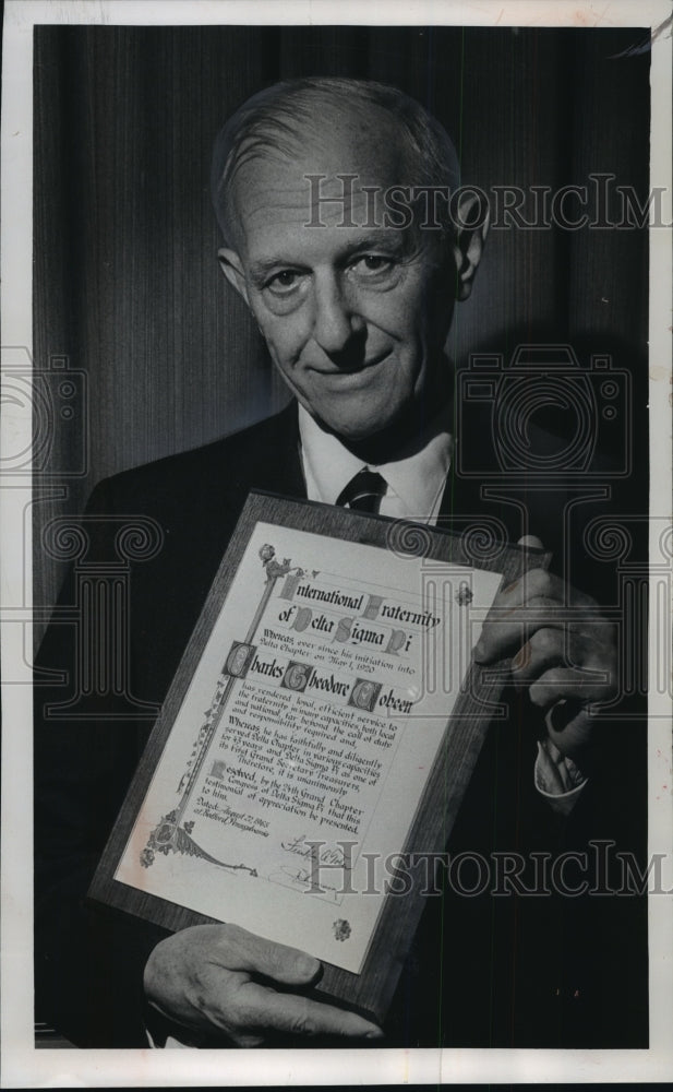 1963 Press Photo Charles Cobeen was Honored by Delta Sigma Pi National Commerce- Historic Images