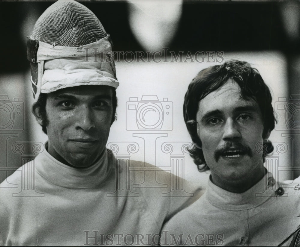 1976 Press Photo Pedro Barcello and Don Koser Olympic fencing hopefuls- Historic Images