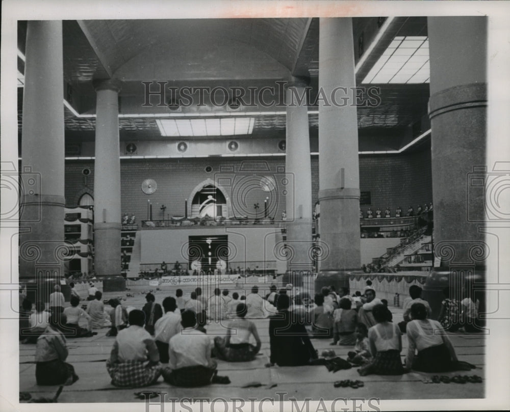 1954 Press Photo Monks From Five Asian Countries Meet at Hall in Rangoon, Burma- Historic Images