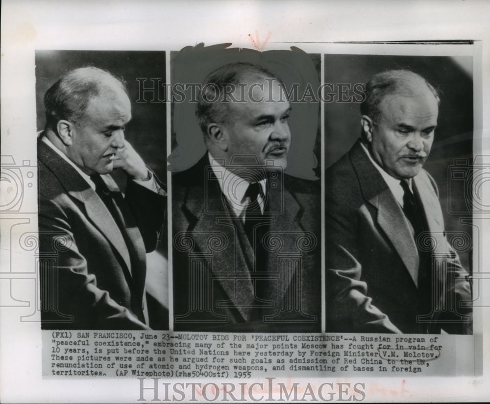 1955 Press Photo Russian Foreign Minister V.M. Molotov - mja77917