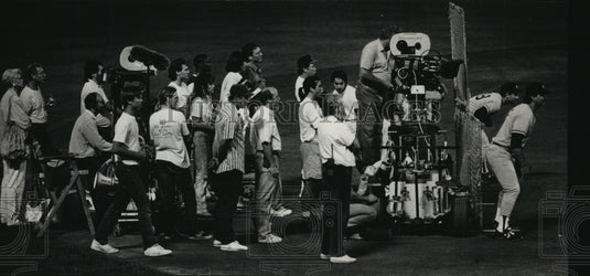1988 Press Photo "Major League" Film Crew Behind a Camera Near Third Base- Historic Images